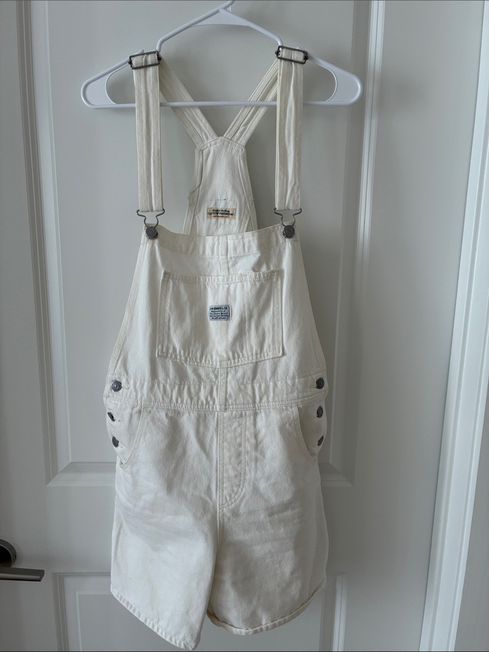 Levi's Cream White Short Overalls